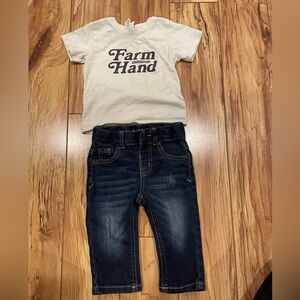 Farm Hand Shirt & Dark Blue Jeans